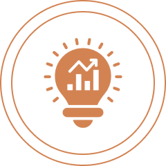 Lightbulb with upward graph inside, black background.